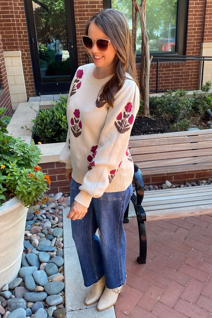 Going To Go Floral Print Cream Sweater - Lyla's: Clothing, Decor & More - Plano Boutique