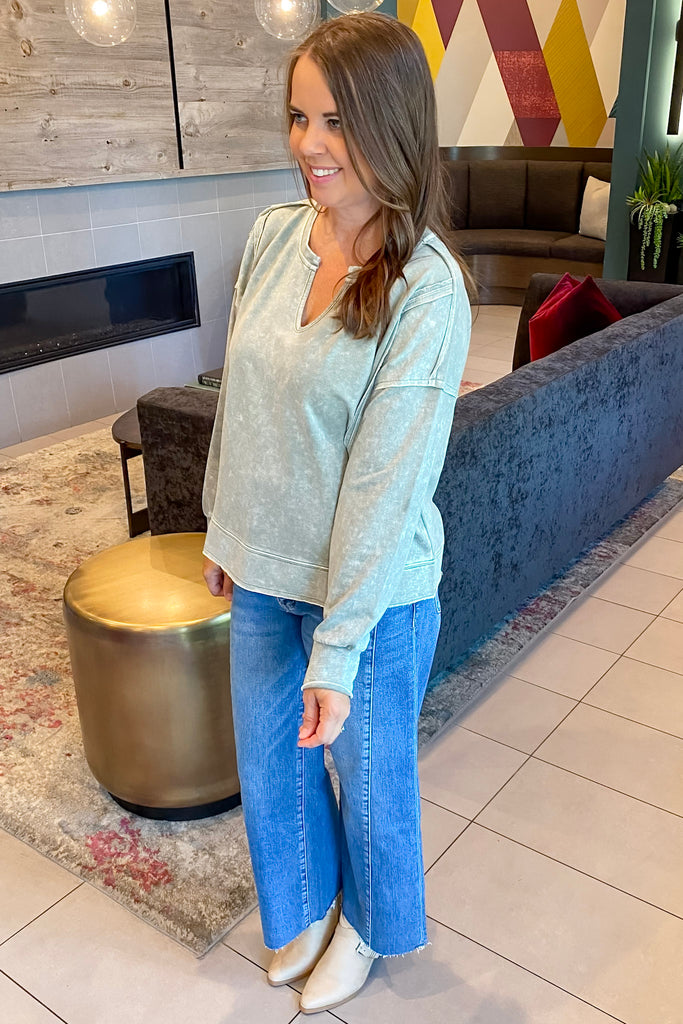 Around the Town Moss Top - Lyla's: Clothing, Decor & More - Plano Boutique