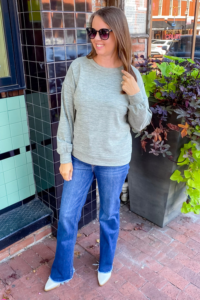 Moment In Time Dusty Olive Sweater - Lyla's: Clothing, Decor & More - Plano Boutique