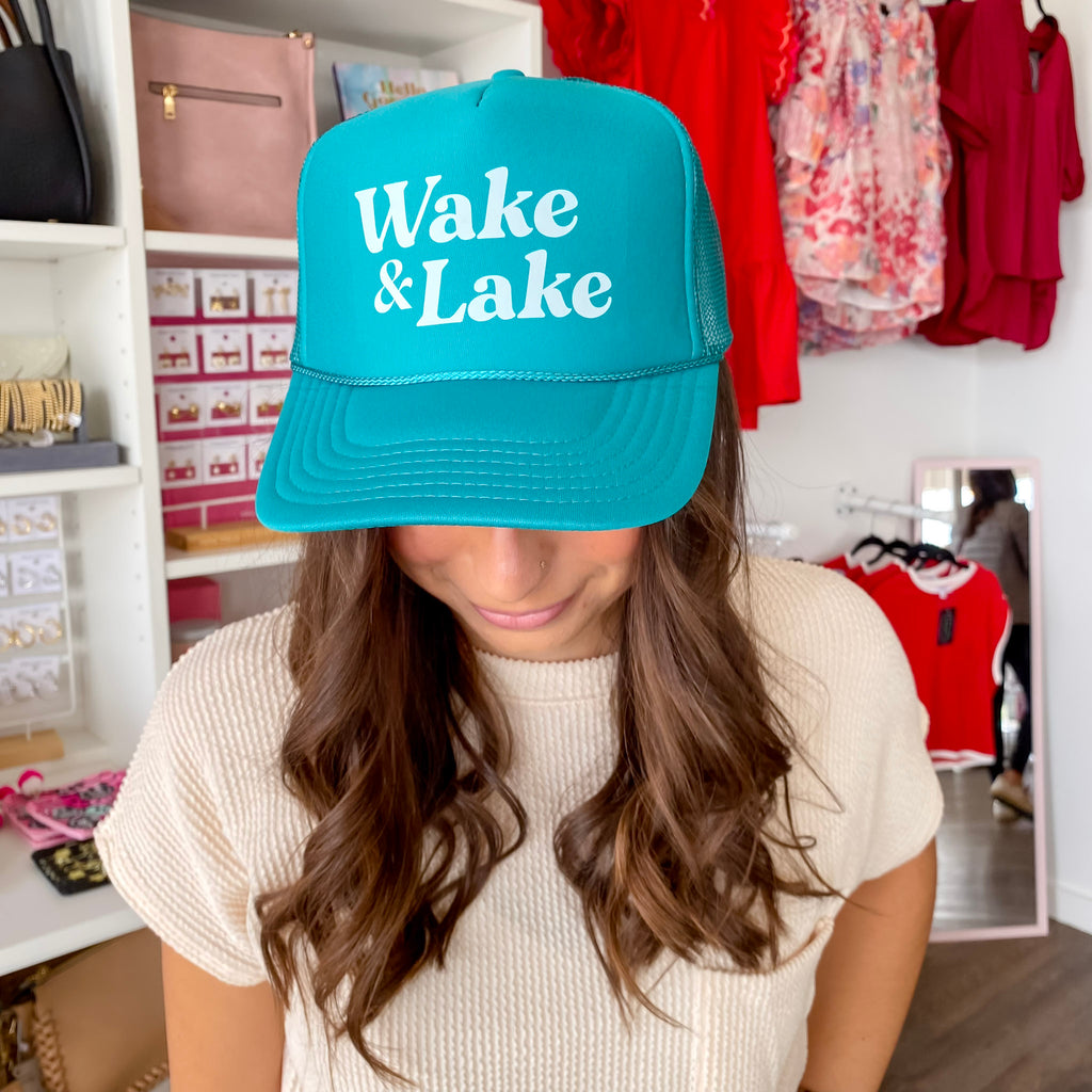 Wake & Lake Teal Foam Trucker Hat - Lyla's: Clothing, Decor & More - Plano Boutique
