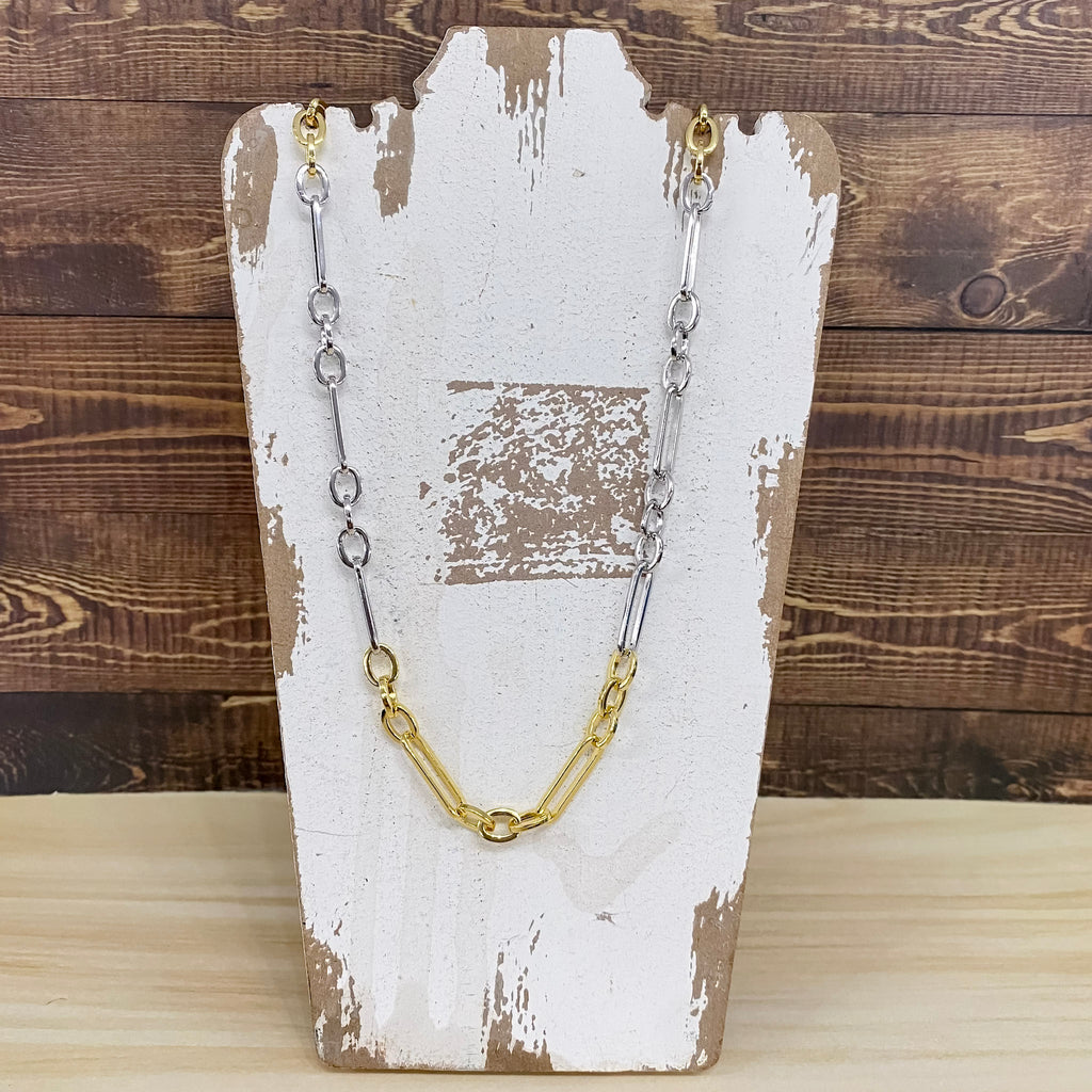 Two Toned Oval Elongated Statement Collar Necklace - Lyla's: Clothing, Decor & More - Plano Boutique