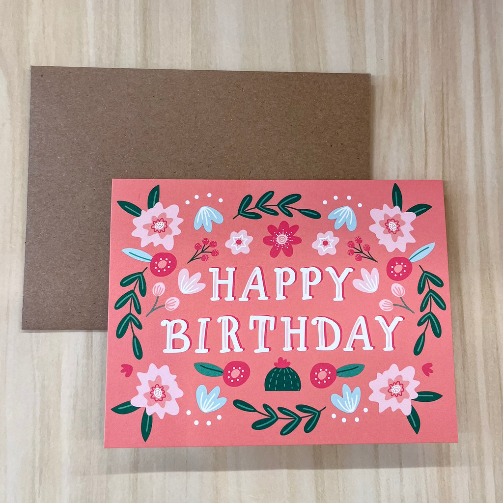 Happy Birthday Folk Floral Greeting Card - Lyla's: Clothing, Decor & More - Plano Boutique