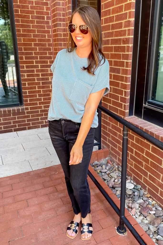Seafoam Ribbed Pocket Top - Lyla's: Clothing, Decor & More - Plano Boutique