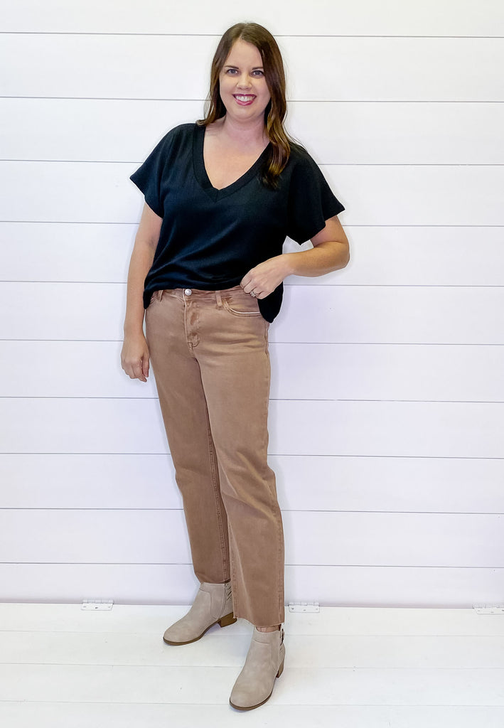 Melissa Leading Mid Rise Straight Crop Denim by Vervet - Lyla's: Clothing, Decor & More - Plano Boutique