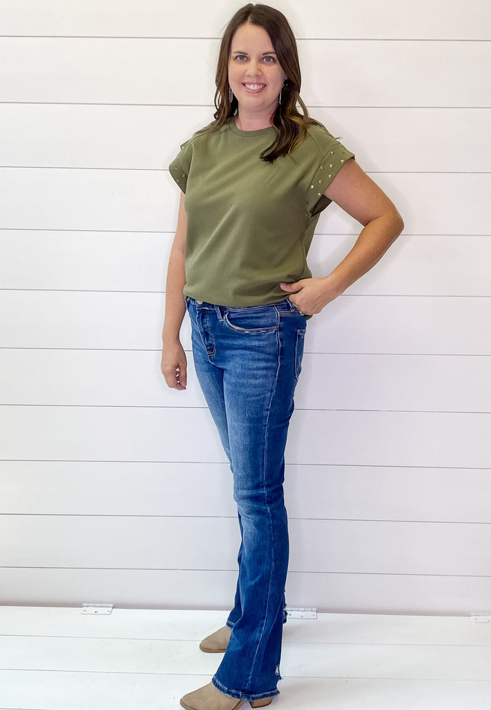 Skylar Sparkling High Rise Slim Boot Cut Denim by Vervet - Lyla's: Clothing, Decor & More - Plano Boutique