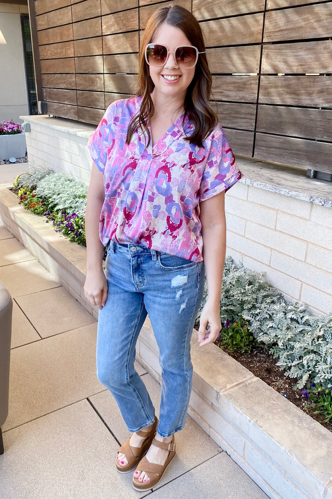 Seize the Day Lavender Print Top - Lyla's: Clothing, Decor & More - Plano Boutique