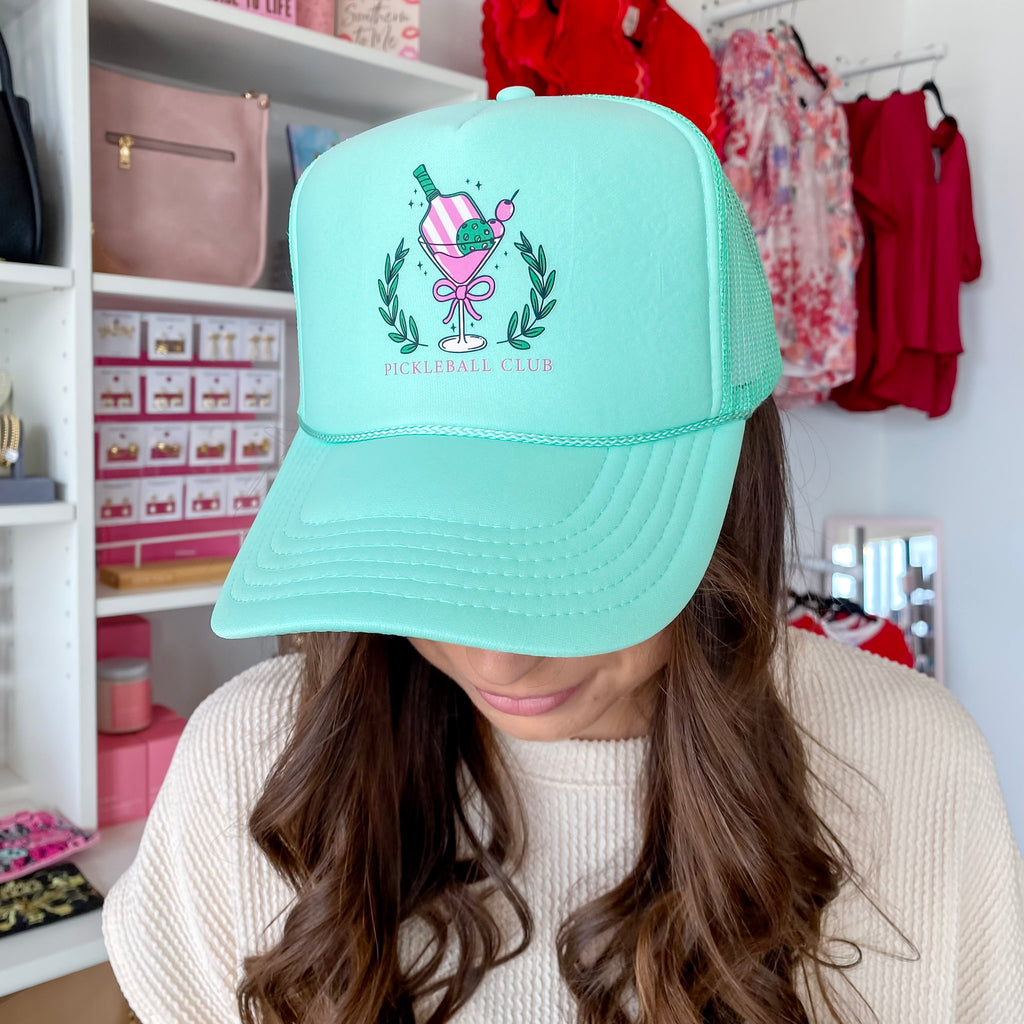 Pickleball Club Martini Seafoam Foam Trucker Hat - Lyla's: Clothing, Decor & More - Plano Boutique