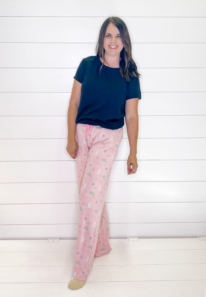 Howdy Friends Pink Sleep Pants - Lyla's: Clothing, Decor & More - Plano Boutique