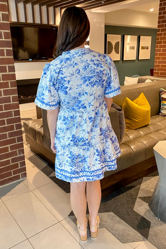 Fresh Floral Print Blue Dress - Lyla's: Clothing, Decor & More - Plano Boutique