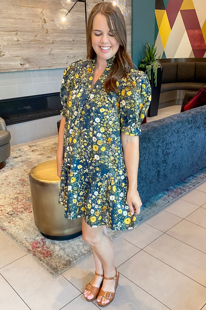 Under The Night Stars Floral Print Black Dress - Lyla's: Clothing, Decor & More - Plano Boutique