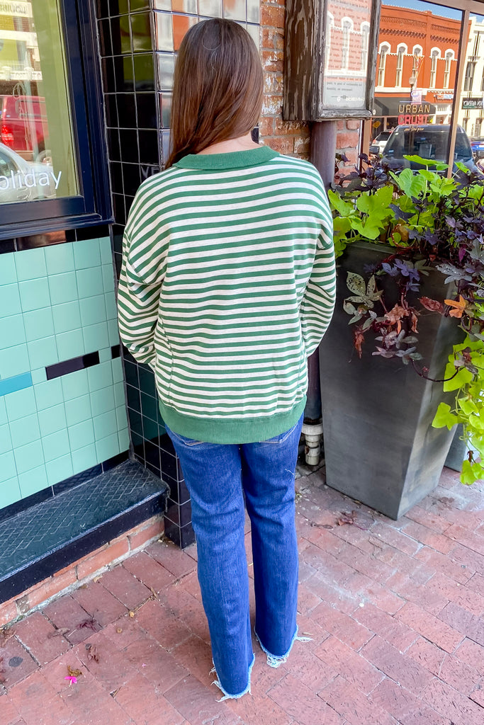 Spirit Of the Season Striped Hunter Green Sweater - Lyla's: Clothing, Decor & More - Plano Boutique