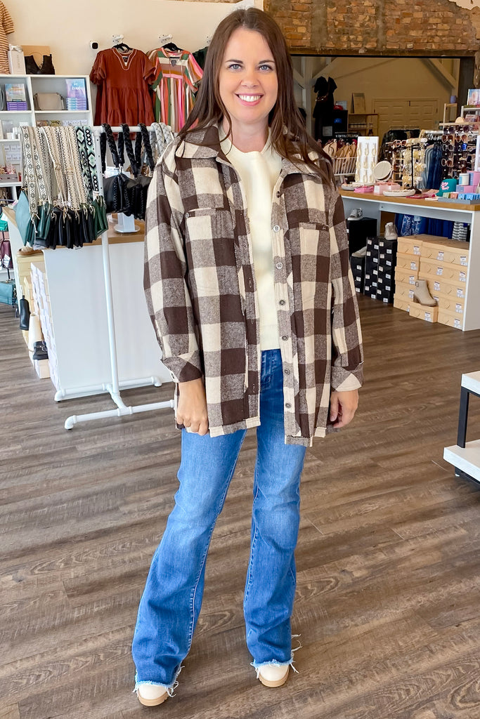 Coco Plaid Button Down Shacket - Lyla's: Clothing, Decor & More - Plano Boutique