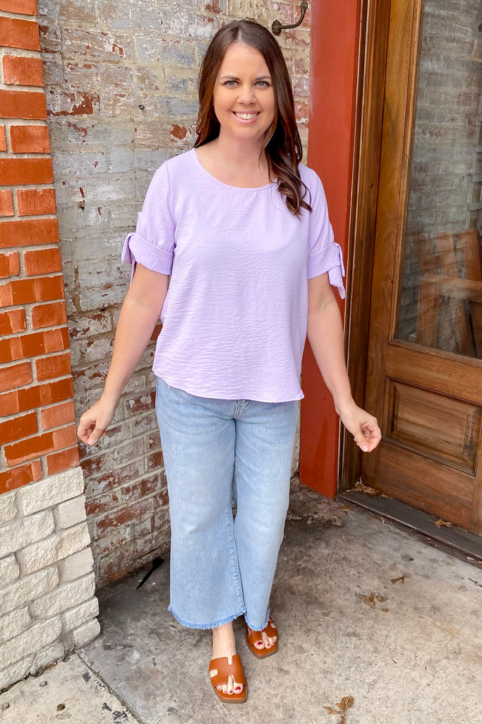 Simply Yours Lavender Tie Sleeve Top - Lyla's: Clothing, Decor & More - Plano Boutique