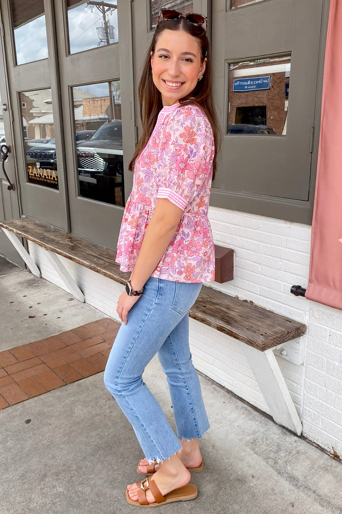 Convince Me Floral Print Pink Top - Lyla's: Clothing, Decor & More - Plano Boutique