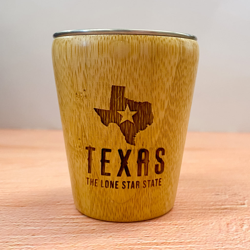 Texas The Lone Star State Bamboo Shot Glass - Lyla's: Clothing, Decor & More - Plano Boutique