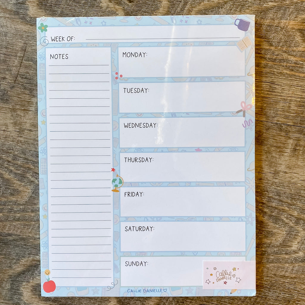 Classroom Icons Weekly Calendar Notepad - Lyla's: Clothing, Decor & More - Plano Boutique