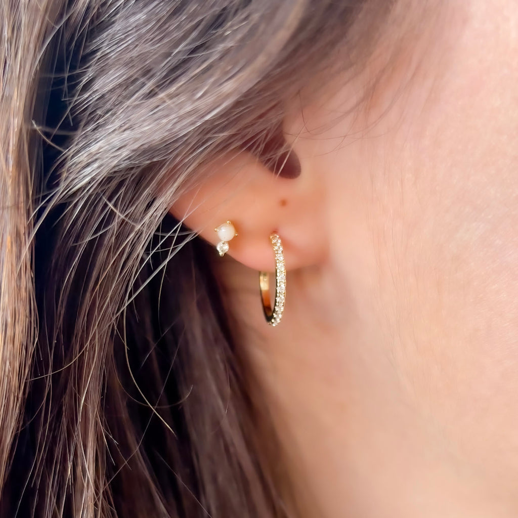 Thin CZ Accented Gold Hoops - Lyla's: Clothing, Decor & More - Plano Boutique