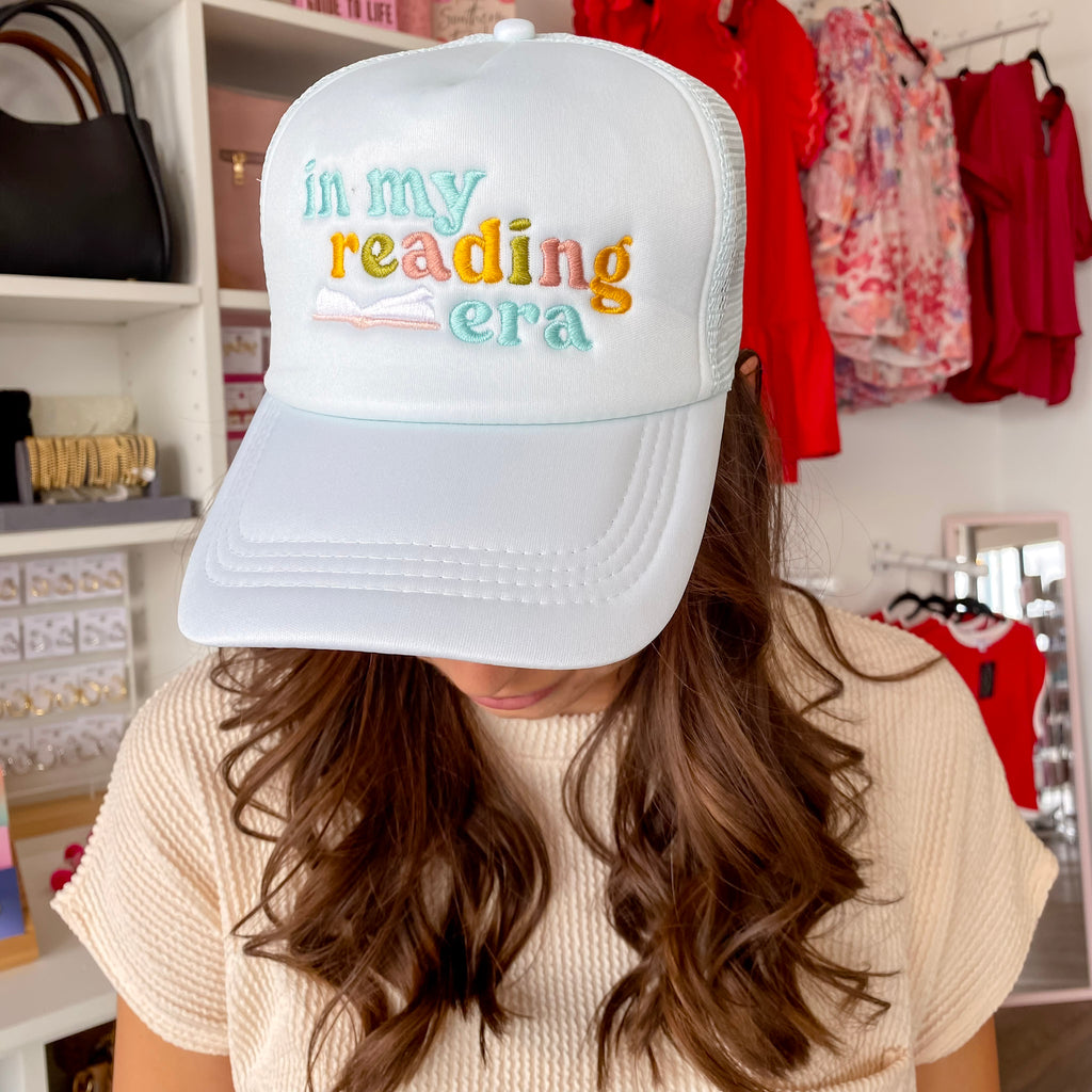 Embroidered Trucker Hat - In My Reading Era - Lyla's: Clothing, Decor & More - Plano Boutique