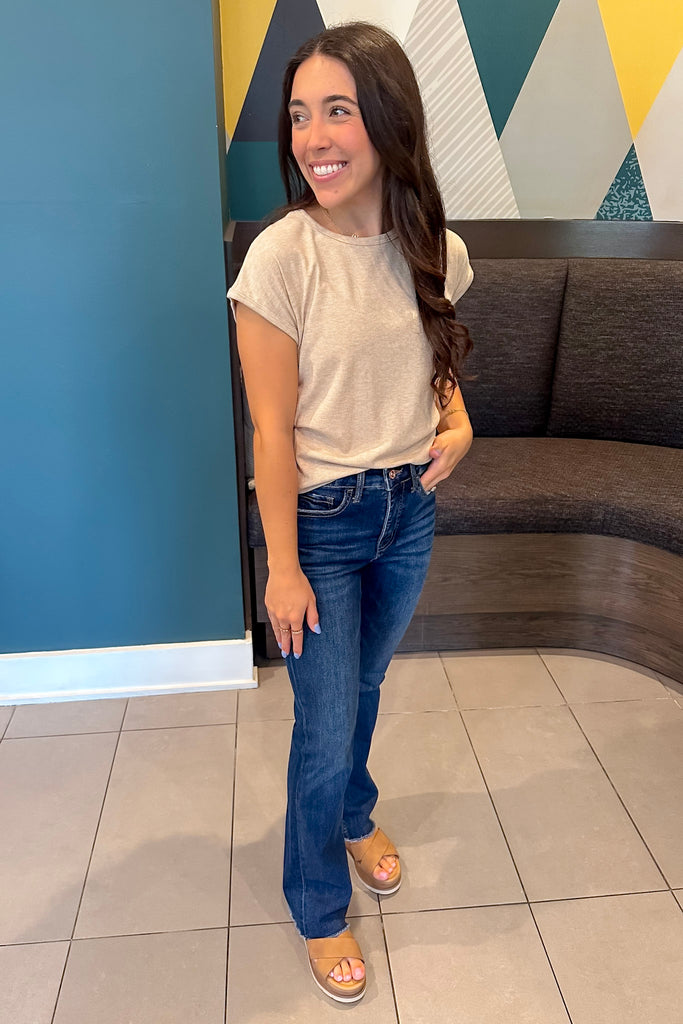 Still the One Fitted Oatmeal Top - Lyla's: Clothing, Decor & More - Plano Boutique