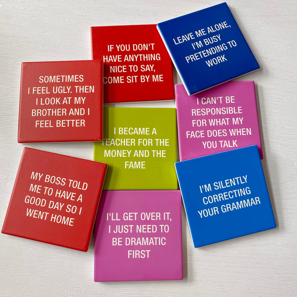 Ceramic Funny Coasters - Lyla's: Clothing, Decor & More - Plano Boutique