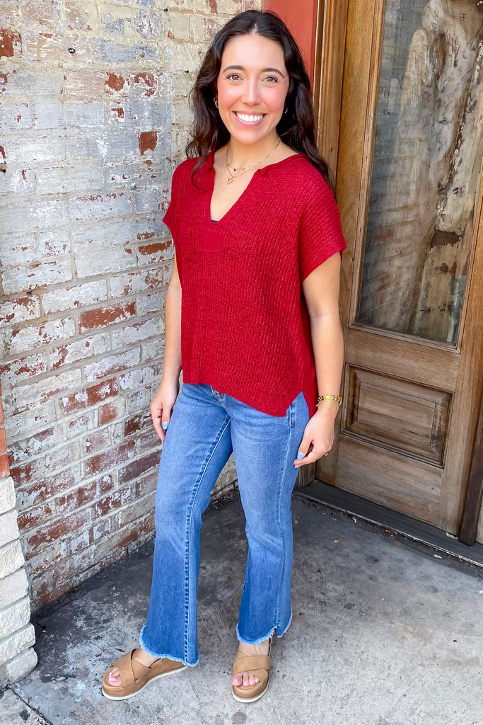 Golden Hour Deep Red Top - Lyla's: Clothing, Decor & More - Plano Boutique