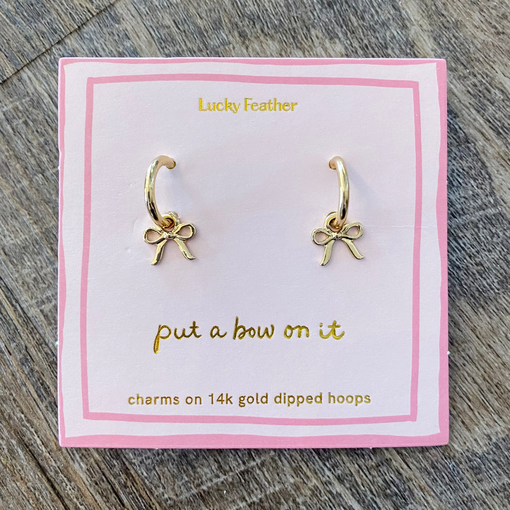 Beautiful Bow Charm Hoop Gold Earrings - Lyla's: Clothing, Decor & More - Plano Boutique