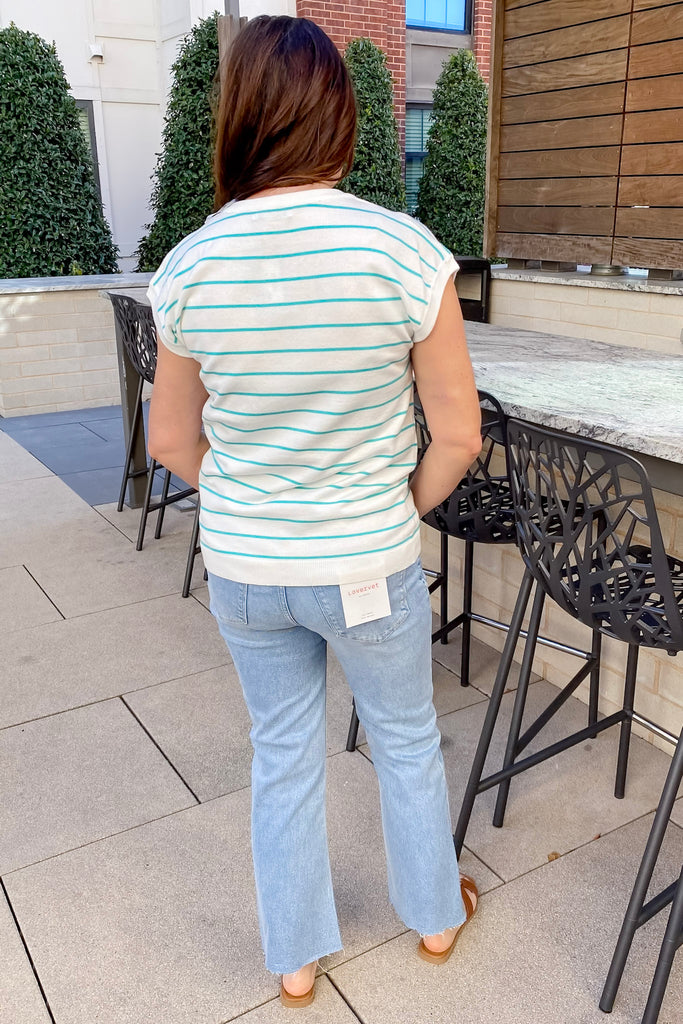 Head Start Striped Ivory and Teal Top - Lyla's: Clothing, Decor & More - Plano Boutique