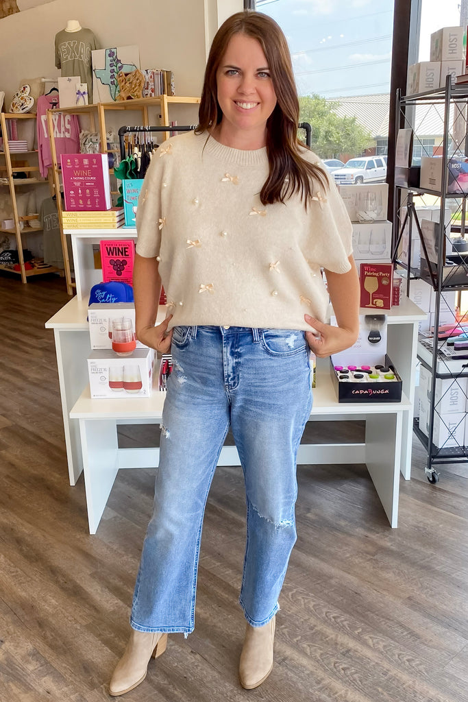 Victoria Blink High Rise Distressed Crop Straight Denim by Vervet - Lyla's: Clothing, Decor & More - Plano Boutique