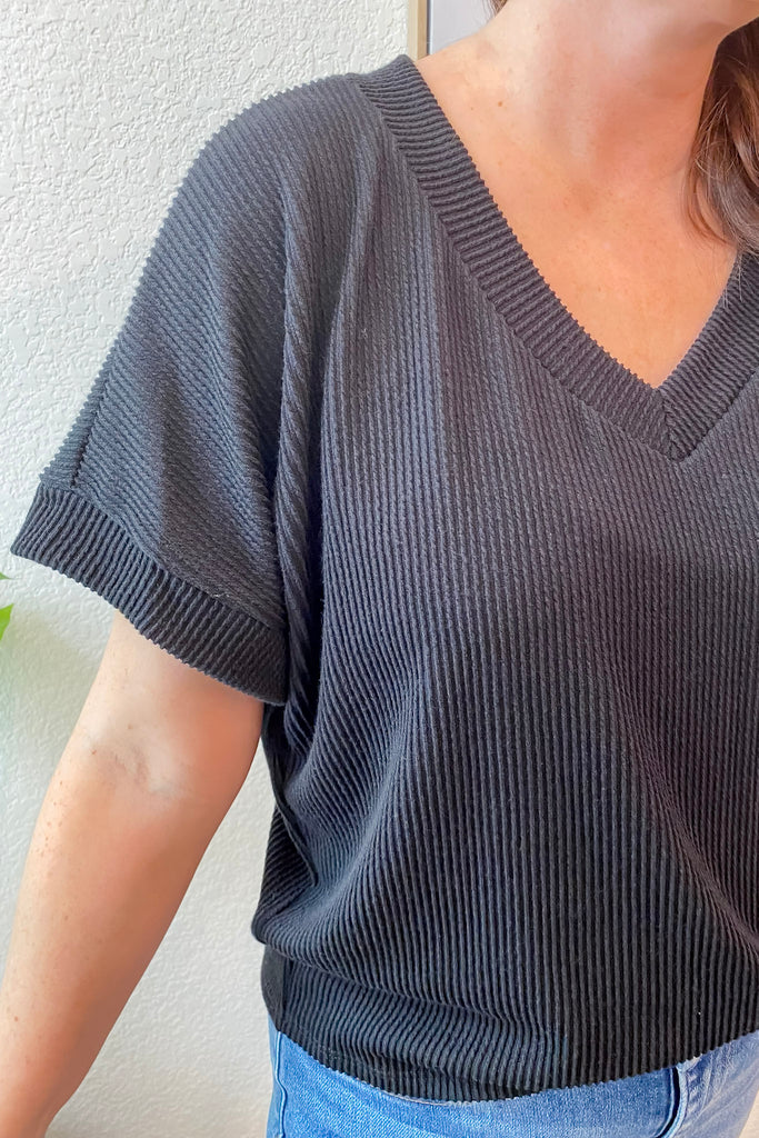 The Weekend Wanderer Ribbed Black Top - Lyla's: Clothing, Decor & More - Plano Boutique