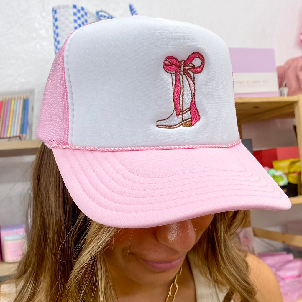 Pink Ribbon Boot Foam Hat - Lyla's: Clothing, Decor & More - Plano Boutique