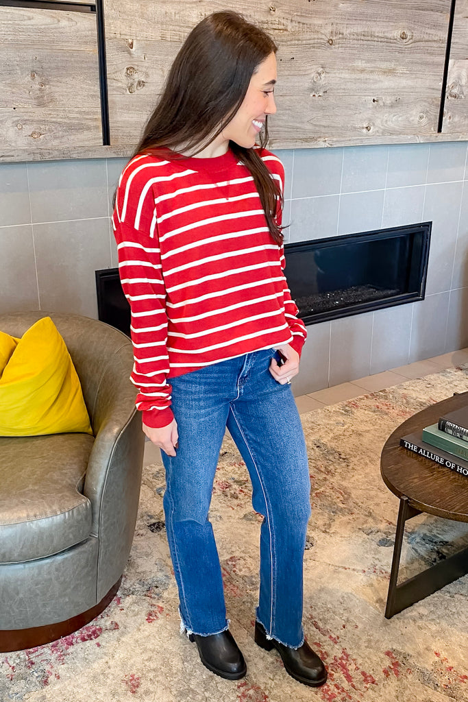 Pump It Up Striped Red Sweater - Lyla's: Clothing, Decor & More - Plano Boutique