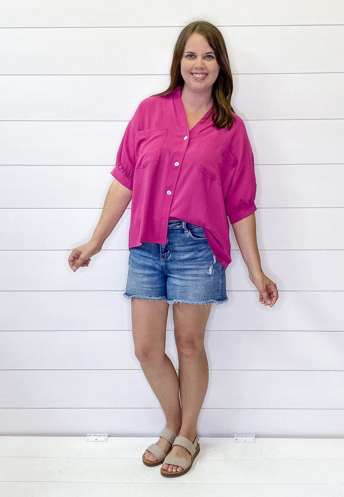What Its Like Button Up Magenta Top - Lyla's: Clothing, Decor & More - Plano Boutique