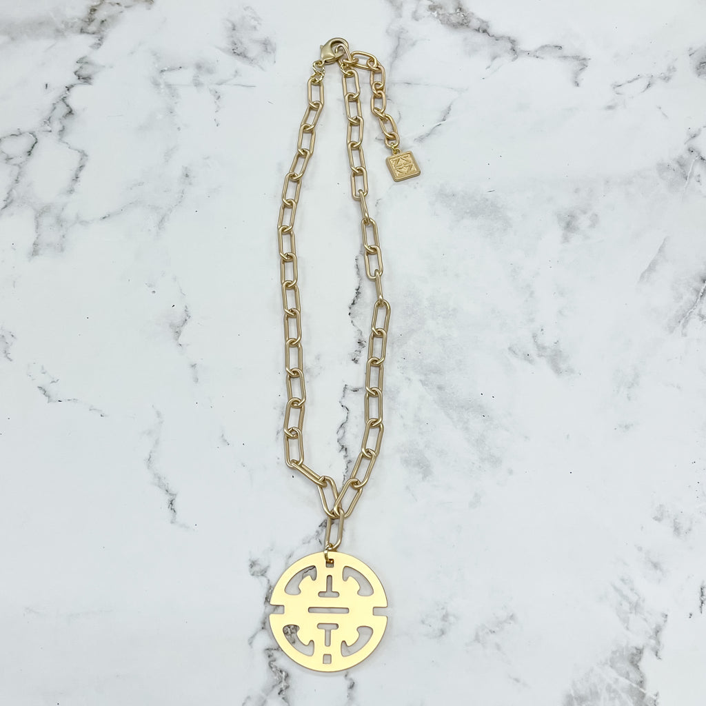 Drop Traveling Pendant Charm Plated Metal Collar Gold Necklace - Lyla's: Clothing, Decor & More - Plano Boutique