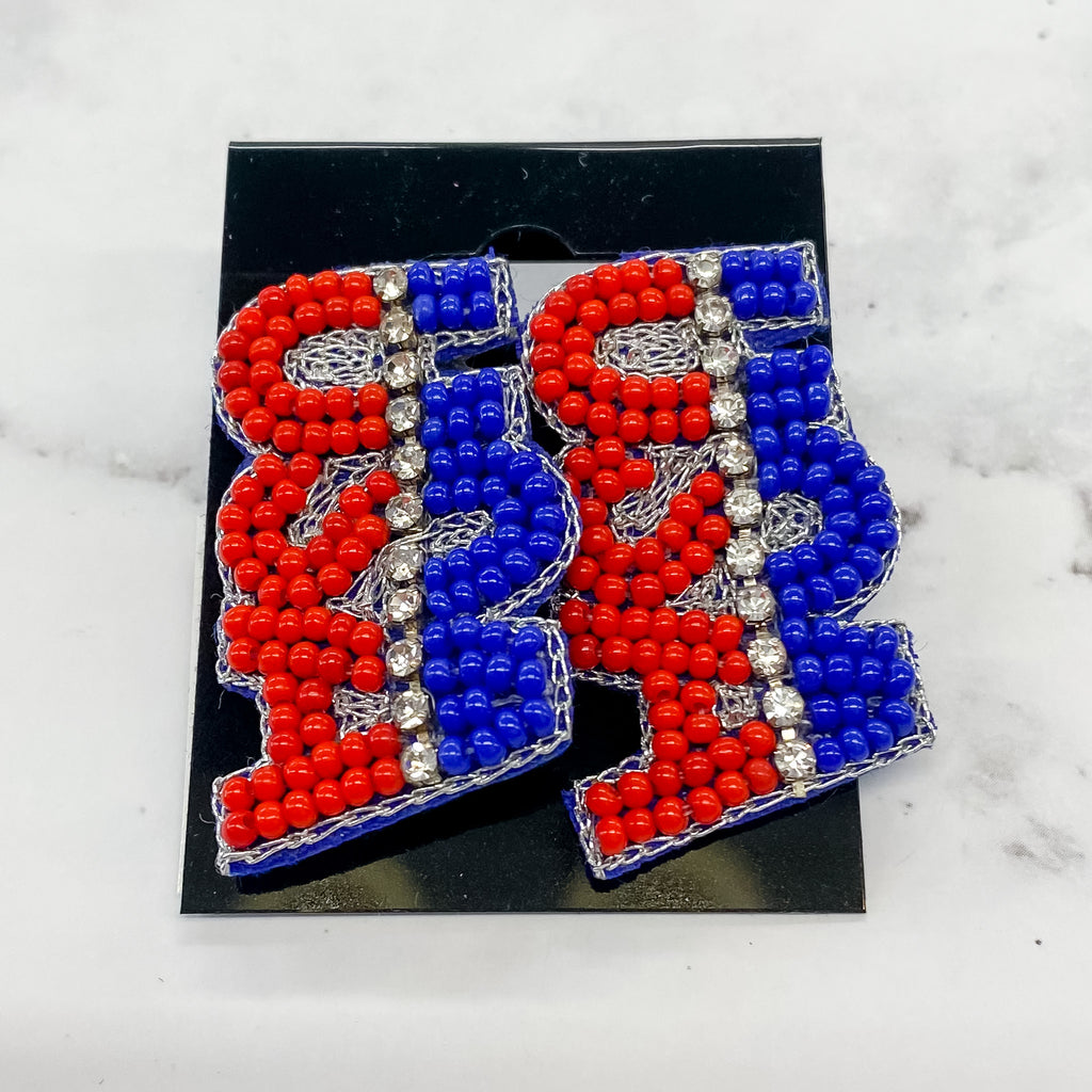 USA Red, White and Blue Beaded Stud Earring - Lyla's: Clothing, Decor & More - Plano Boutique