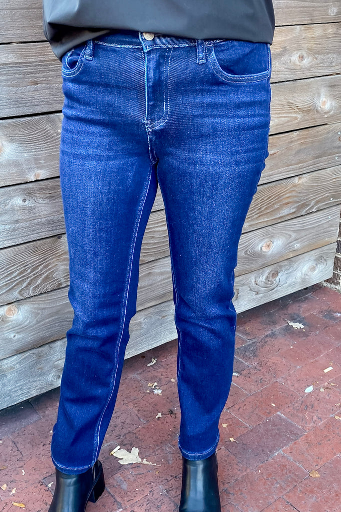Carlene Glorious Joy Mid Rise Ankle Slim Straight Jeans by Vervet - Lyla's: Clothing, Decor & More - Plano Boutique