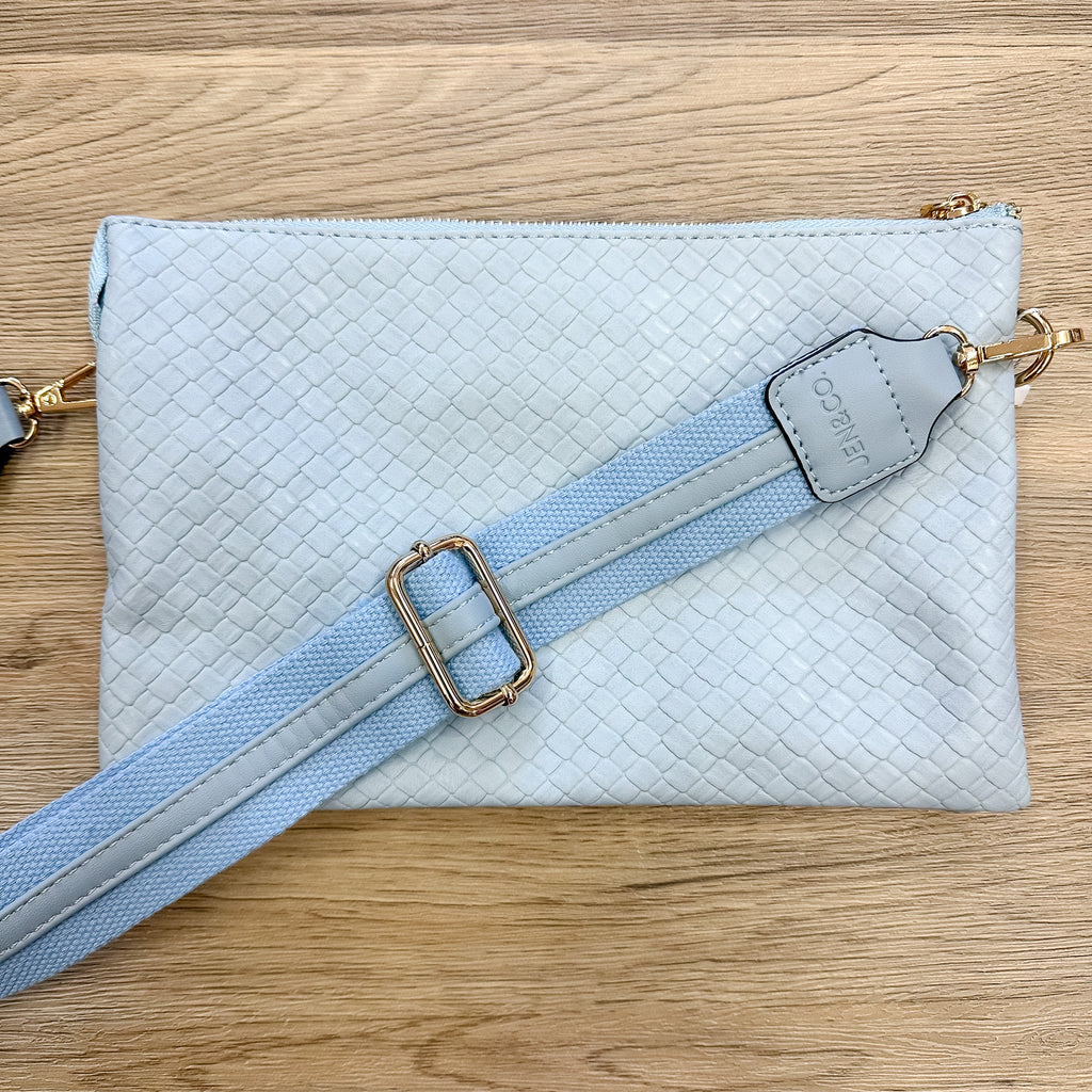 Jen & Co Izzy Diaz Woven Crossbody Handbag - Light Blue - Lyla's: Clothing, Decor & More - Plano Boutique