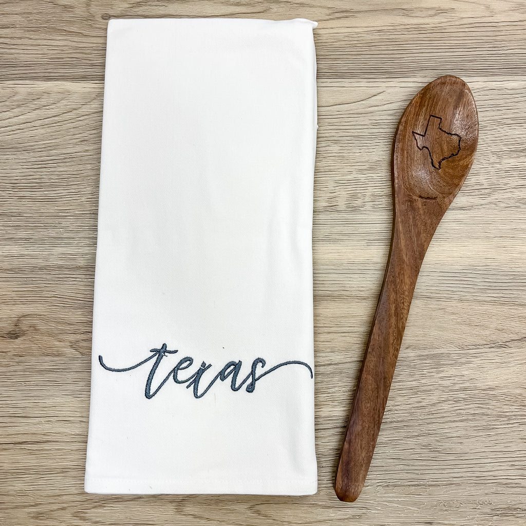 Texas Tea Towel and Wooden Spoon Set - Lyla's: Clothing, Decor & More - Plano Boutique