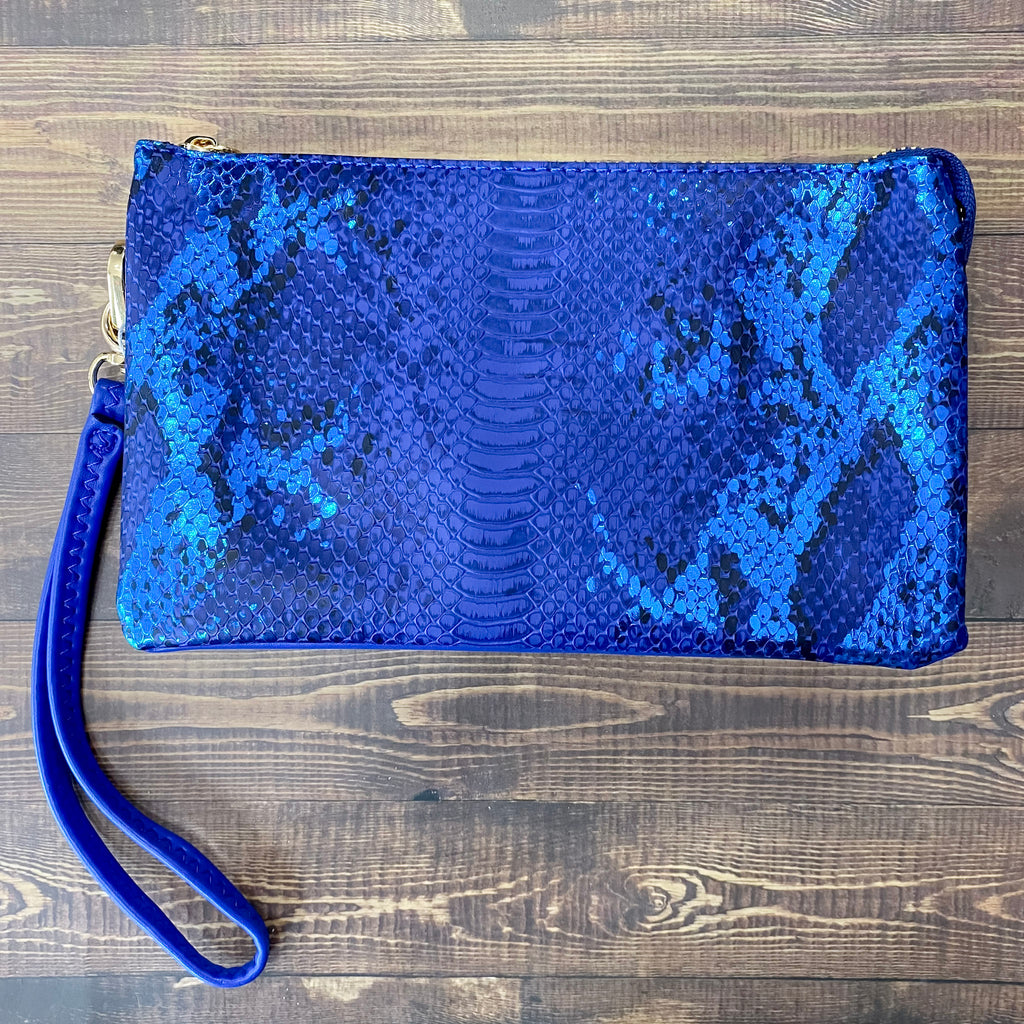 Jen & Co Riley Handbag Blue Snakeskin - Lyla's: Clothing, Decor & More - Plano Boutique