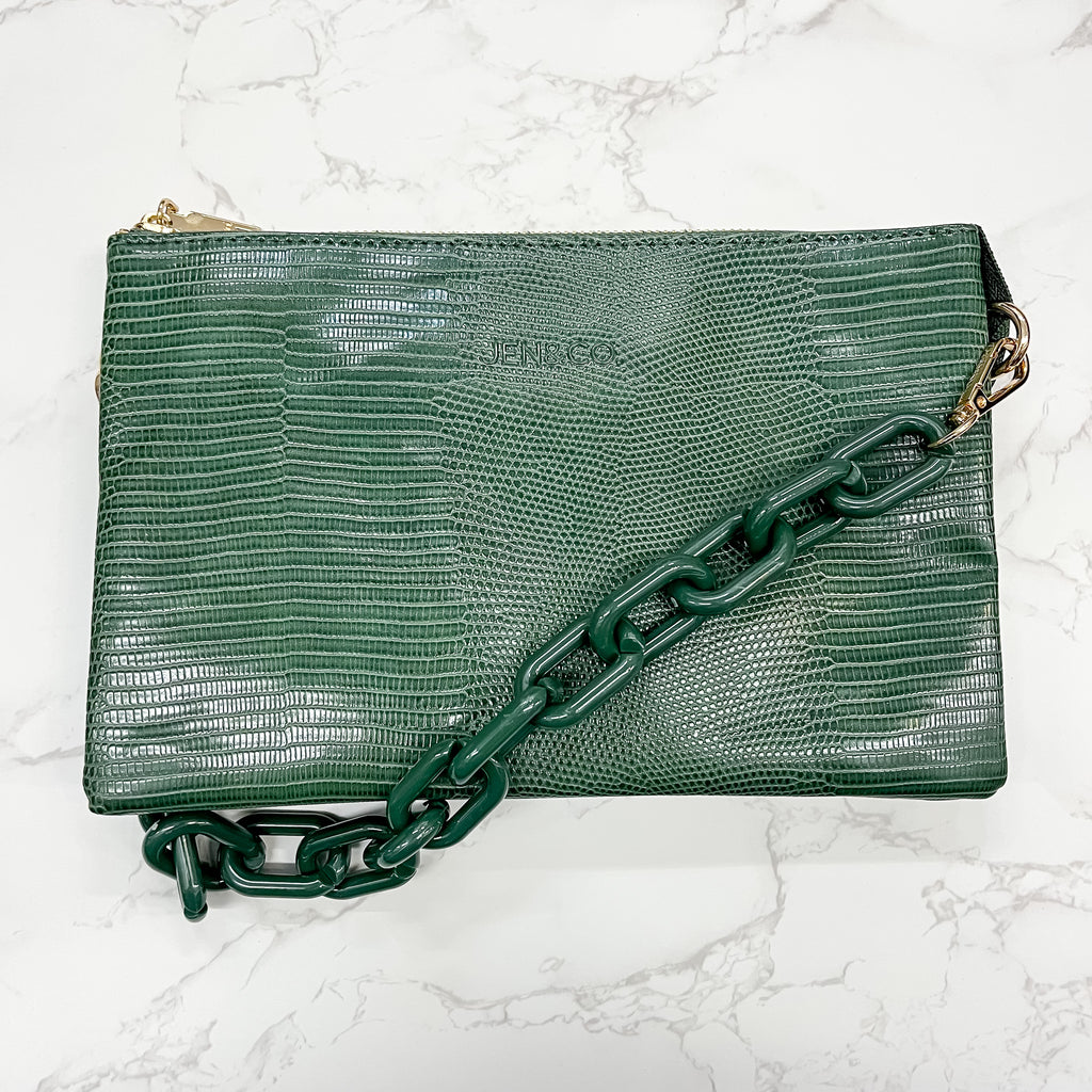 Jen & Co Izzy Lizard Crossbody Handbag - Green - Lyla's: Clothing, Decor & More - Plano Boutique