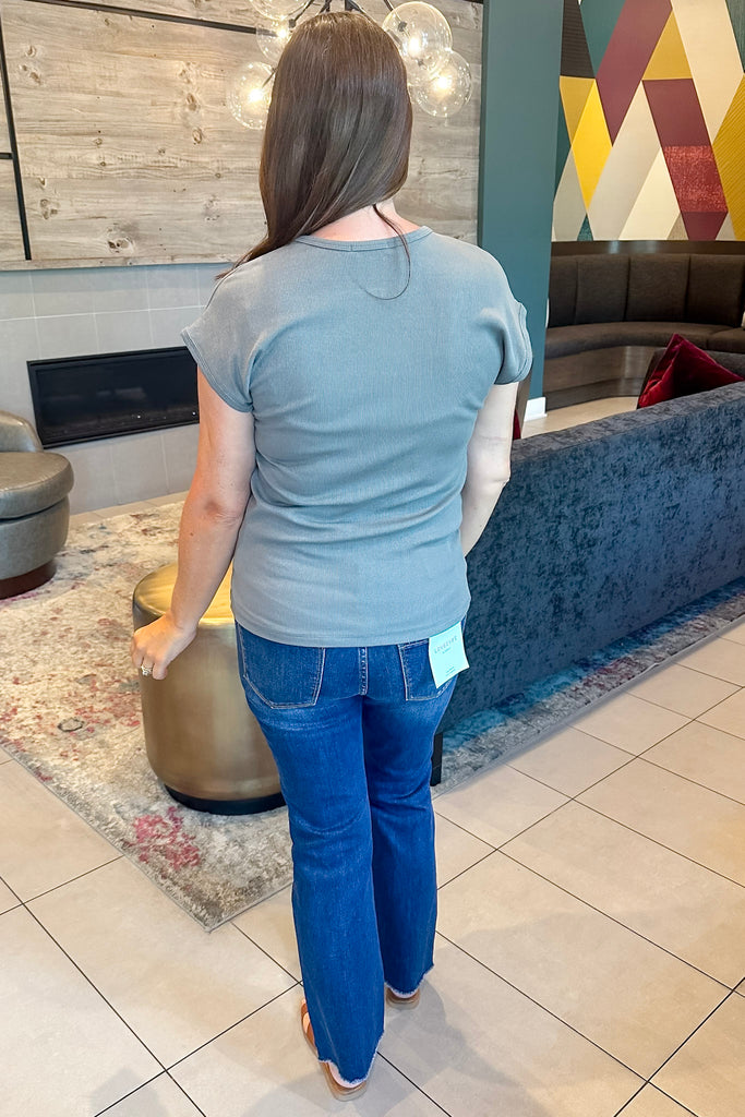 Still the One Fitted Olivine Top - Lyla's: Clothing, Decor & More - Plano Boutique