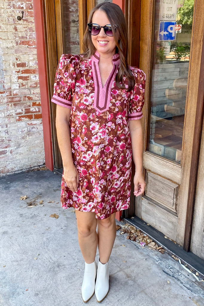 Beneath The Moon Printed Chocolate Dress - Lyla's: Clothing, Decor & More - Plano Boutique