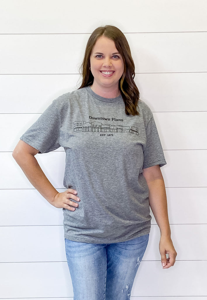 Downtown Plano Heather Grey Top - Lyla's: Clothing, Decor & More - Plano Boutique