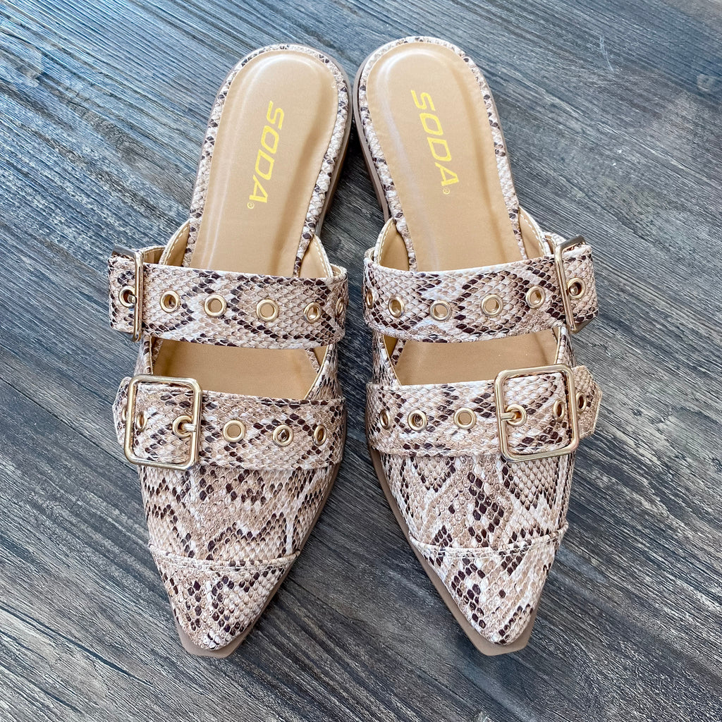 Usual Snake Beige Pointed Toe Sandal - Lyla's: Clothing, Decor & More - Plano Boutique