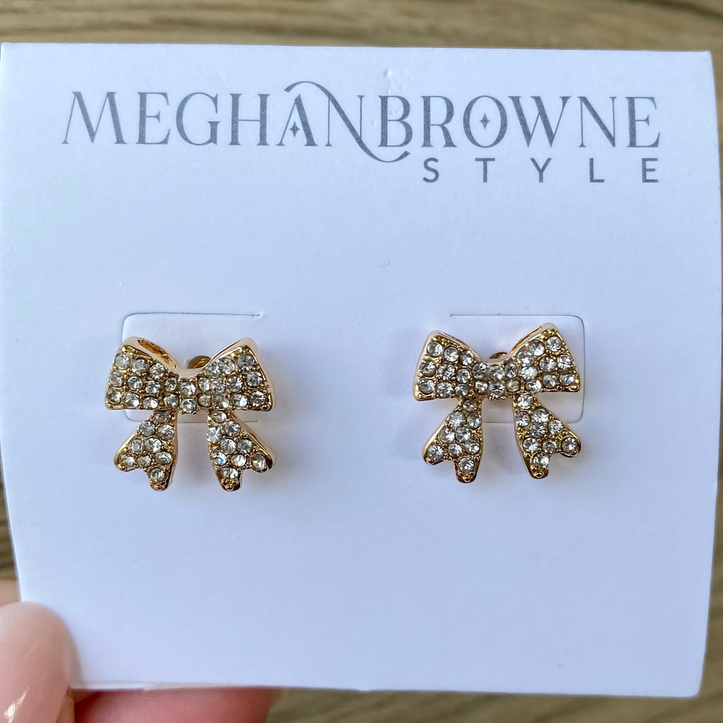 Priss Gold Bow Earrings by Meghan Browne - Lyla's: Clothing, Decor & More - Plano Boutique