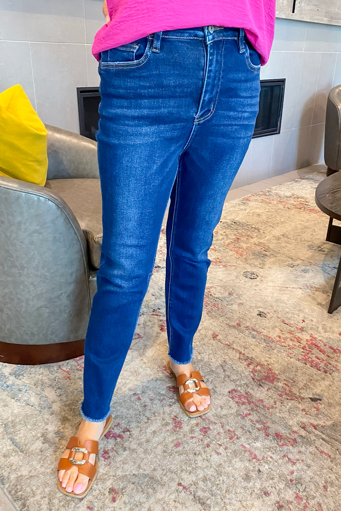 Leona Growing Light Super High Rise Stretch Slim Straight Jeans by Vervet - Lyla's: Clothing, Decor & More - Plano Boutique