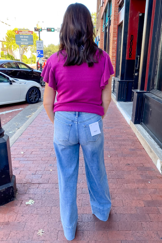 Olivia Legitimate High Rise Raw Hem A-Line Wide Leg Denim By Vervet - Lyla's: Clothing, Decor & More - Plano Boutique