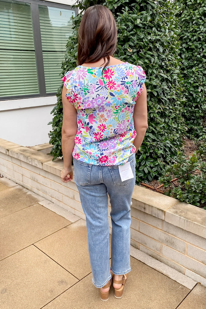 A Lil Ruffle V Neckline Floral Print Top - Lyla's: Clothing, Decor & More - Plano Boutique