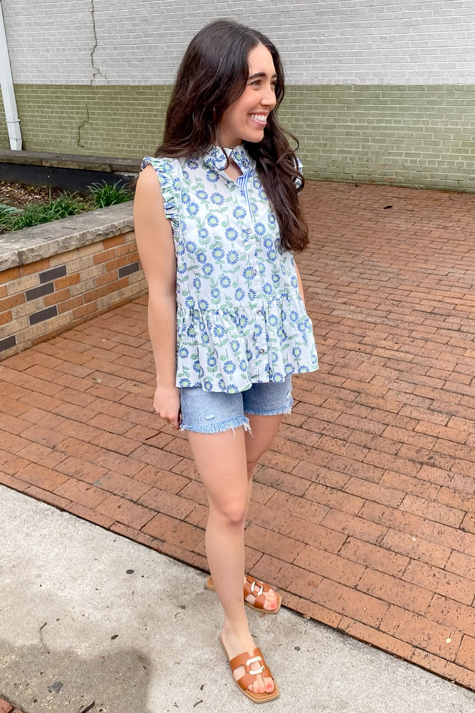 Daisy Lane Floral Print Mint Top - Lyla's: Clothing, Decor & More - Plano Boutique