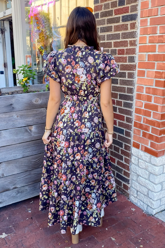 Flowers on Point Floral Print Chocolate Maxi Dress - Lyla's: Clothing, Decor & More - Plano Boutique