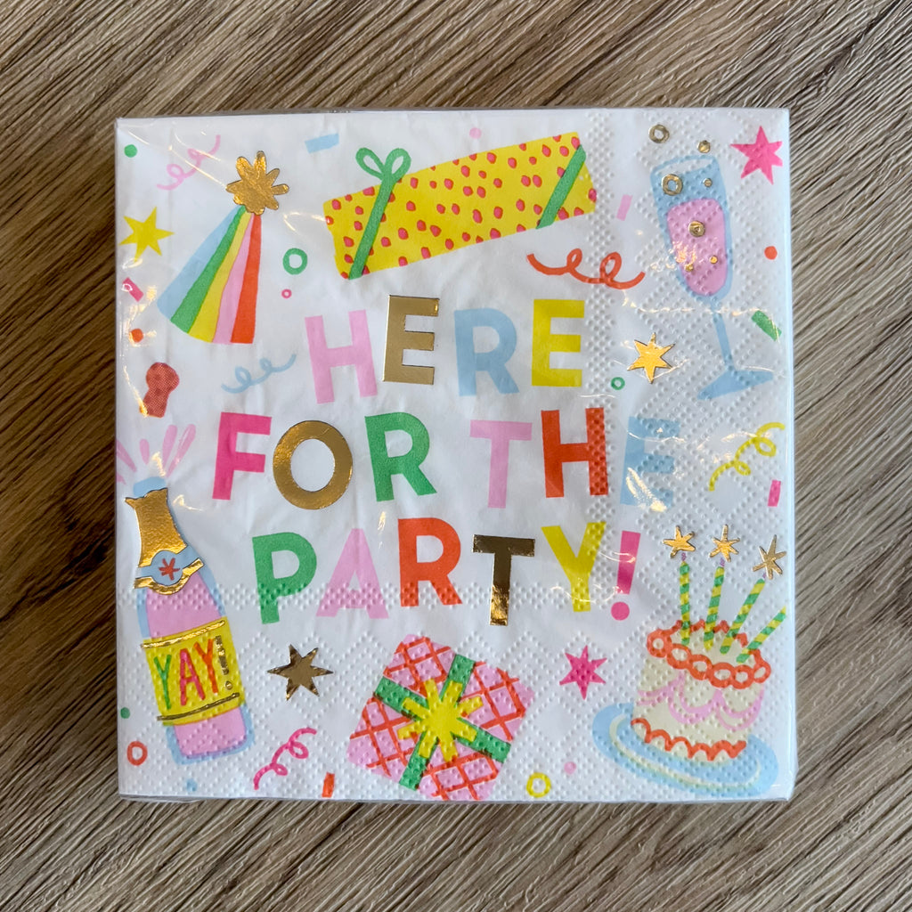 Here For the Party Foil Cocktail Napkins - Lyla's: Clothing, Decor & More - Plano Boutique